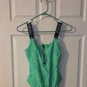 Kendall + Kylie Green Zebra Print Swimsuit